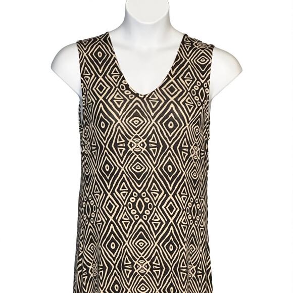 Soft Surroundings Tulum Sleeveless Maxi Dress Medium Tribal Hickory Brown Boho - Picture 6 of 9